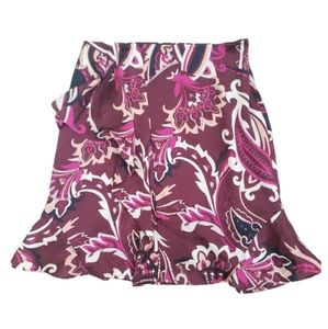 Banana Republic rich wine ruffle wrap business casual skirt 2